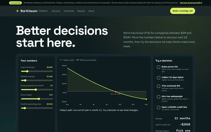 Northbeam Advisory website on desktop
