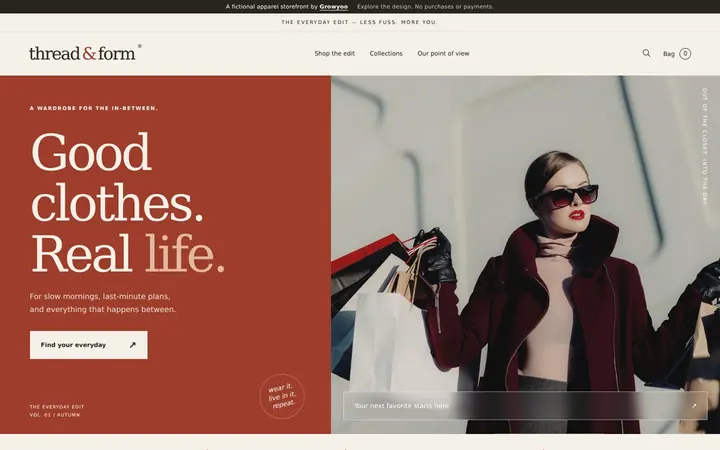 Thread & Form website on desktop