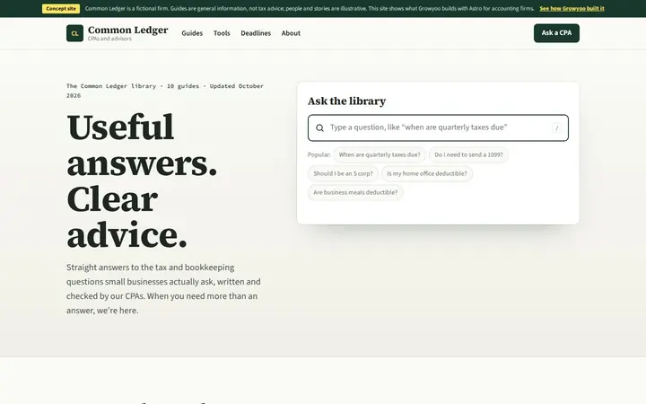 Common Ledger website on desktop