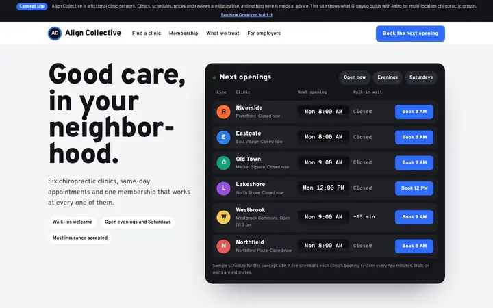 Align Collective website on desktop