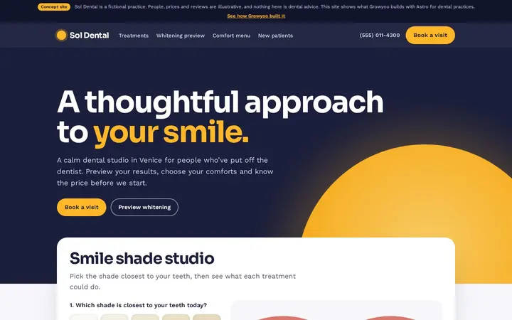 Sol Dental website on desktop