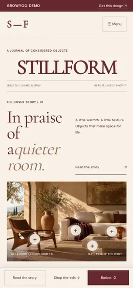STILLFORM website on mobile