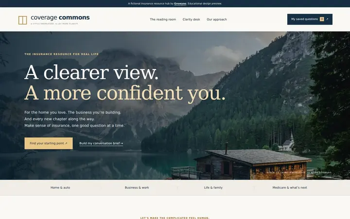 Coverage Commons website on desktop