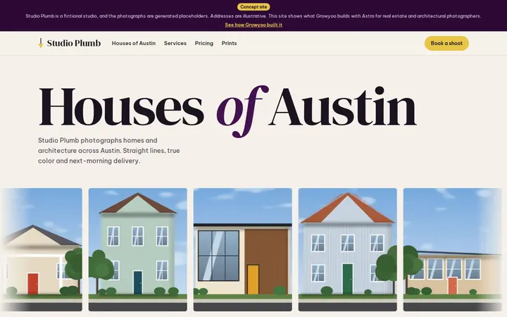 Studio Plumb website on desktop