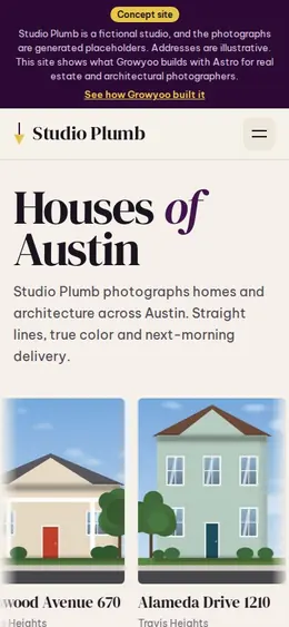 Studio Plumb website on mobile