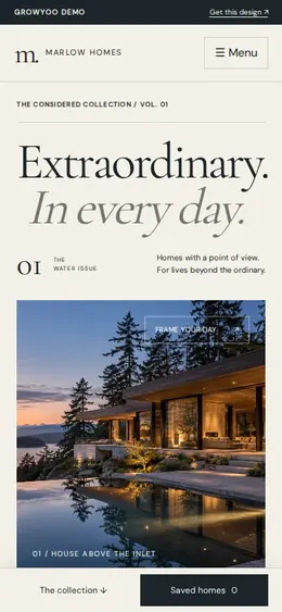 Marlow Homes website on mobile