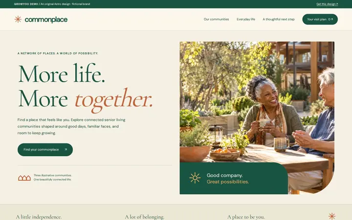 Commonplace website on desktop