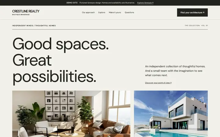 Crestline Realty website on desktop