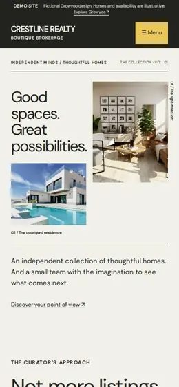 Crestline Realty website on mobile