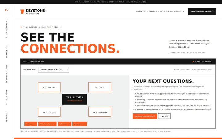 Keystone Risk Partners website on desktop