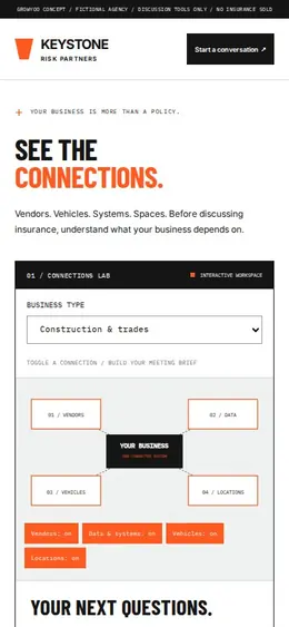 Keystone Risk Partners website on mobile