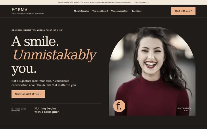 Forma Smile Studio website on desktop