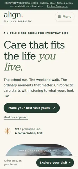 Align Family Chiropractic website on mobile
