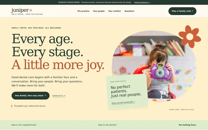 Juniper Dental website on desktop