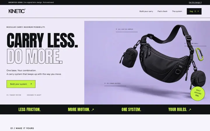 KINETIC website on desktop