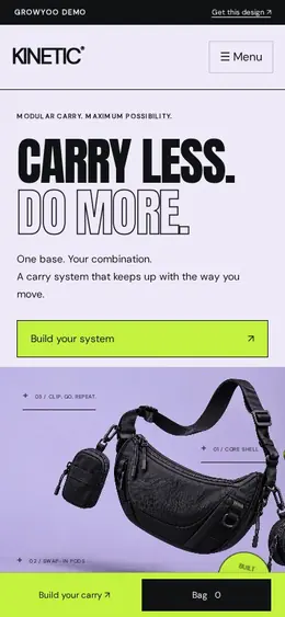 KINETIC website on mobile