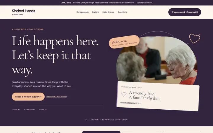 Kindred Hands website on desktop