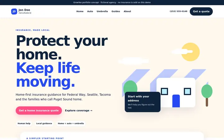 Jon Doe Insurance website on desktop
