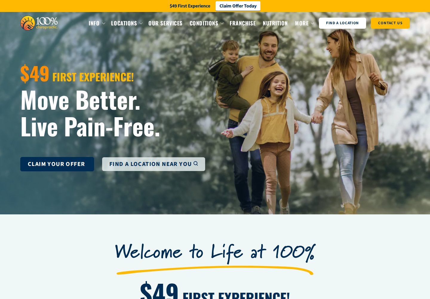 100% Chiropractic website design reference