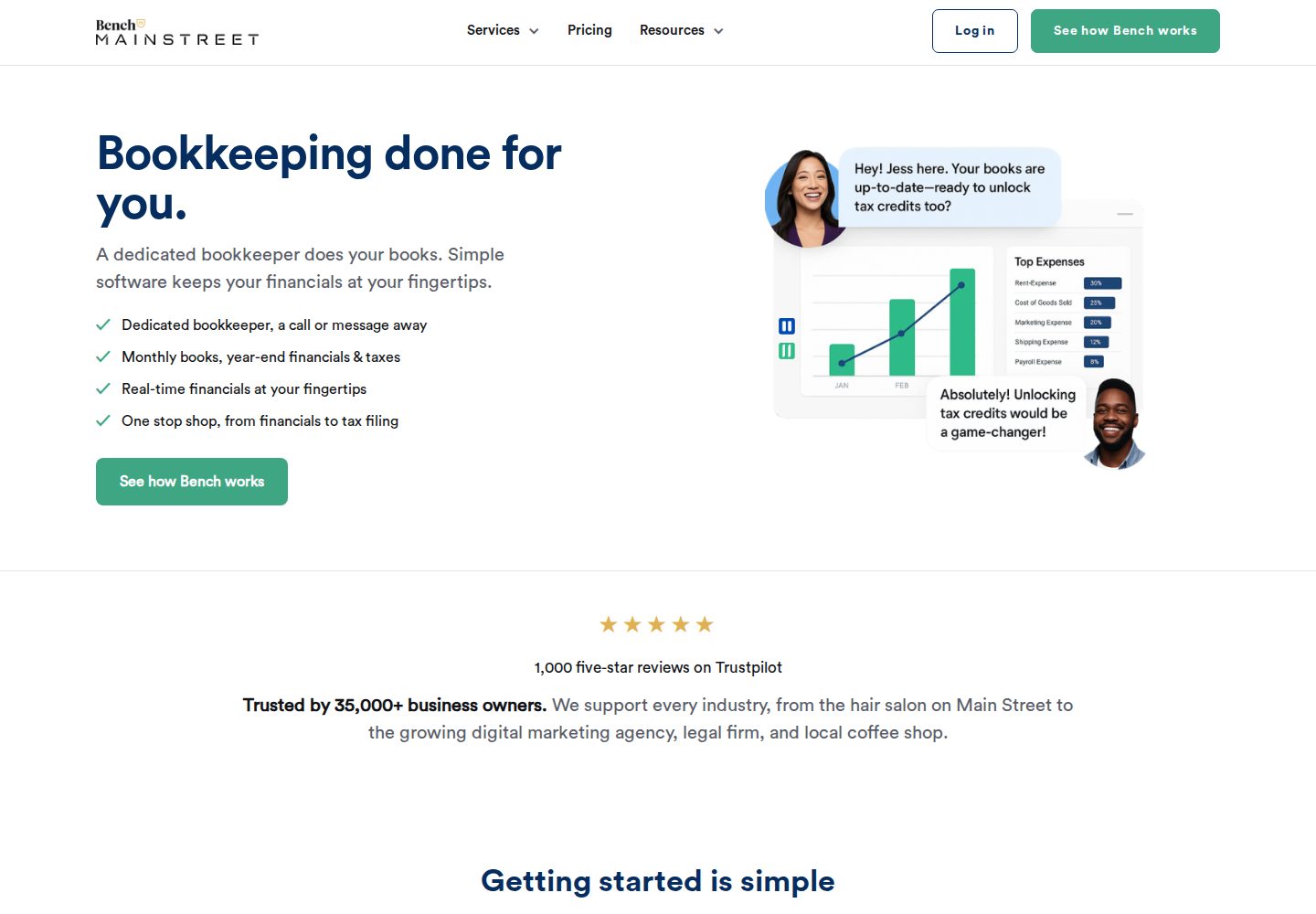 Bench website design reference