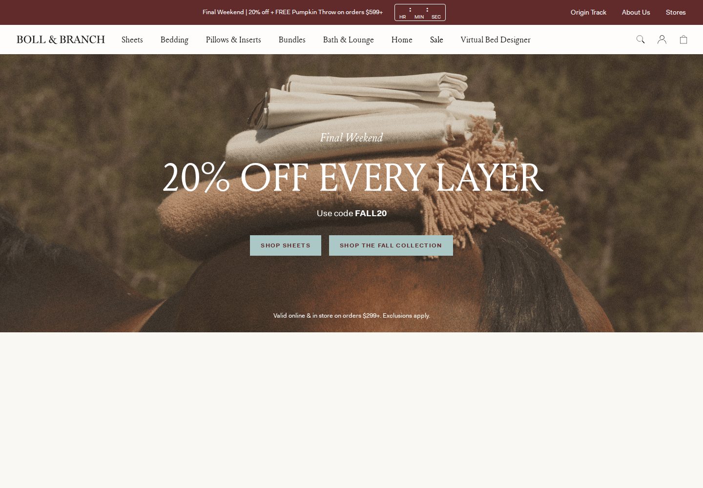 Boll & Branch website design reference