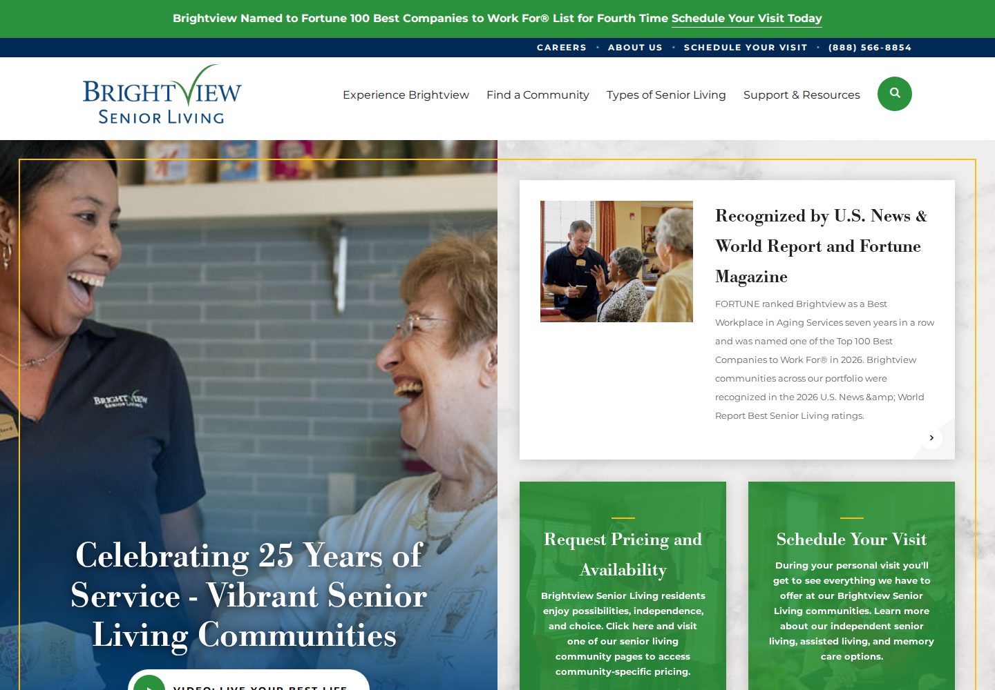 Brightview Senior Living website design reference
