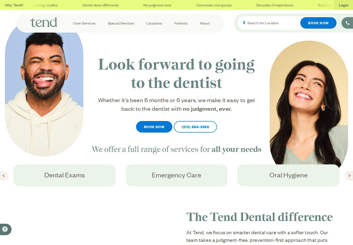 Tend website design reference