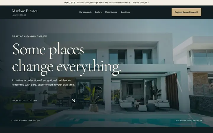 Marlow Estates website on desktop