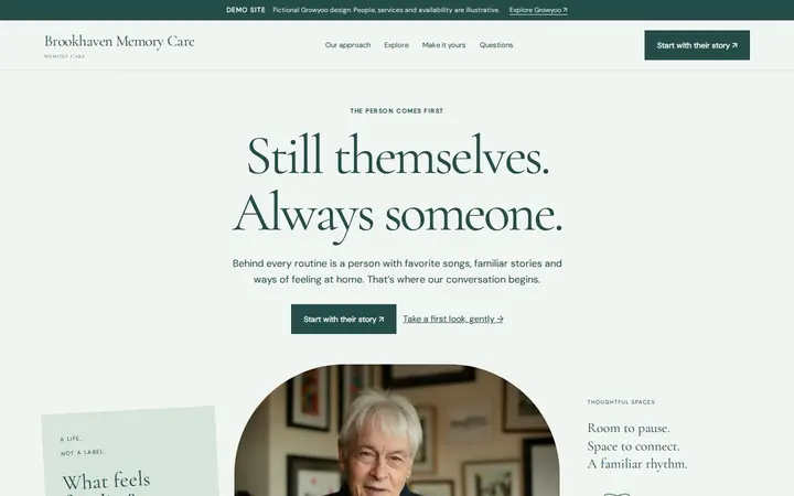 Brookhaven Memory Care website on desktop