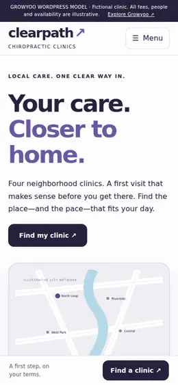 Clearpath Chiropractic website on mobile