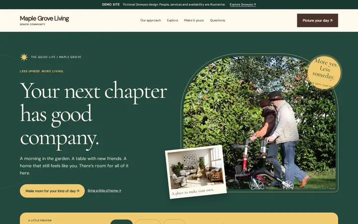 Maple Grove Living website on desktop