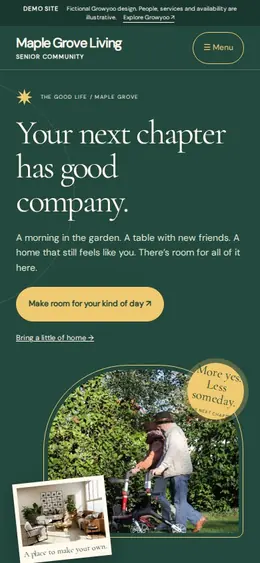 Maple Grove Living website on mobile