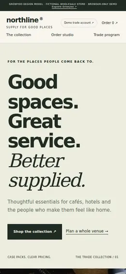 Northline Supply website on mobile