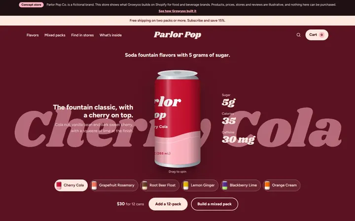 Parlor Pop Co. website on desktop