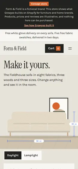 Form & Field website on mobile