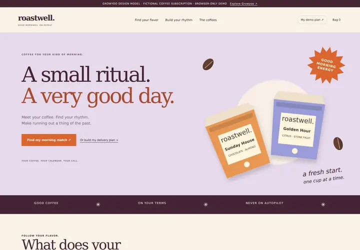 Roastwell Coffee Club website on desktop