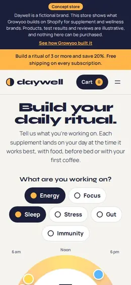 Daywell website on mobile