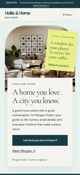 Hollis & Home website on mobile