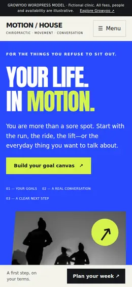 Motion House website on mobile