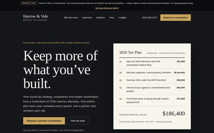 Harrow & Vale website on desktop