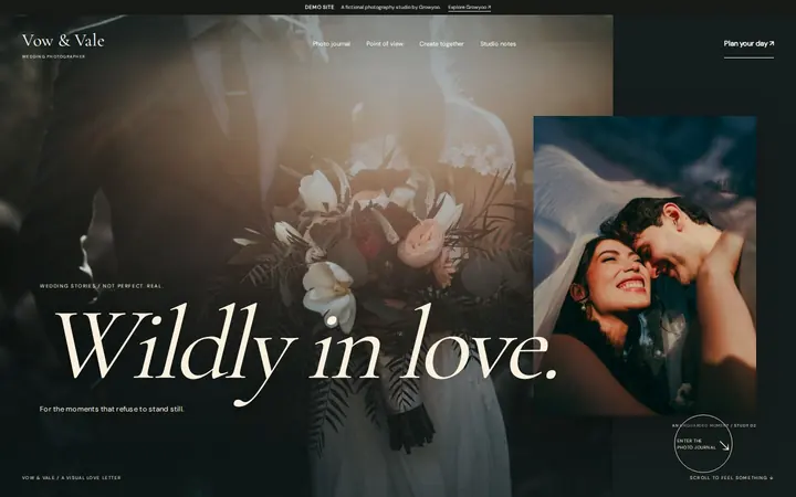Vow & Vale website on desktop