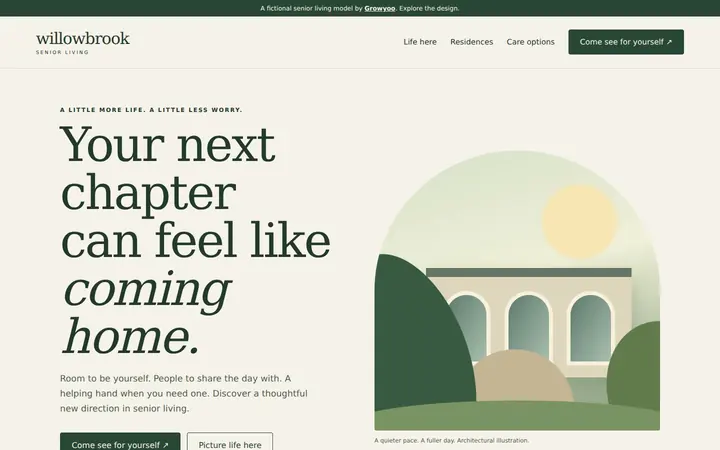 Willowbrook Senior Living website on desktop